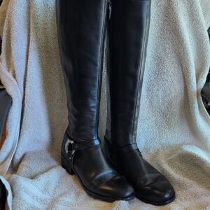 Via Spiga Kacey Black Leather Knee-High Riding Boots Size 8.5